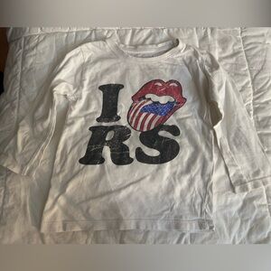 Zara The Rolling Stones White Long Sleeve Tee with Red and Blue Graphic